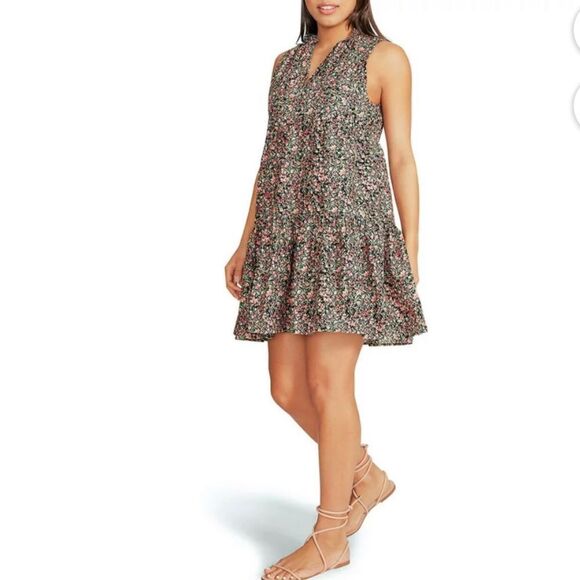 BB Dakota Sleeveless Tiered Black Floral Dress - Picture 3 of 14